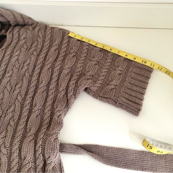 🧳TBD🧳 BCBGMaxAzria cable knit taupe brown wrap sweater sz XS - Picture 8 of 10